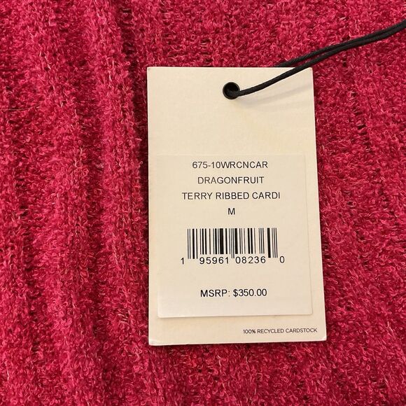 RE/DONE Terry Ribbed Cardigan Dragonfruit Pink Sweater Size Medium NWT $350 - Picture 7 of 10